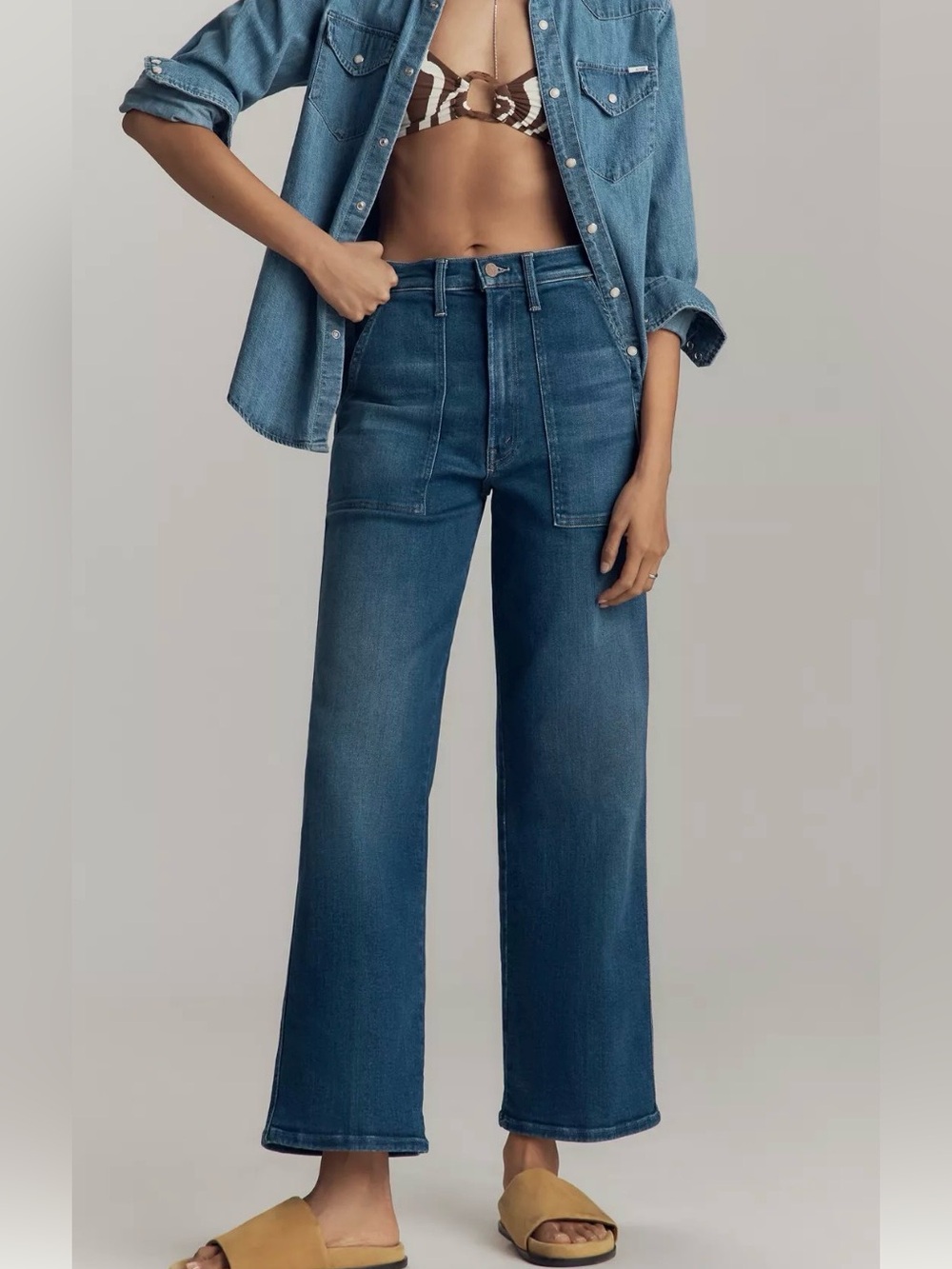 Pilcro The Icon Wide Leg Jeans in Dark Blue